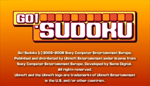 Go Sudoku title screen for PSP